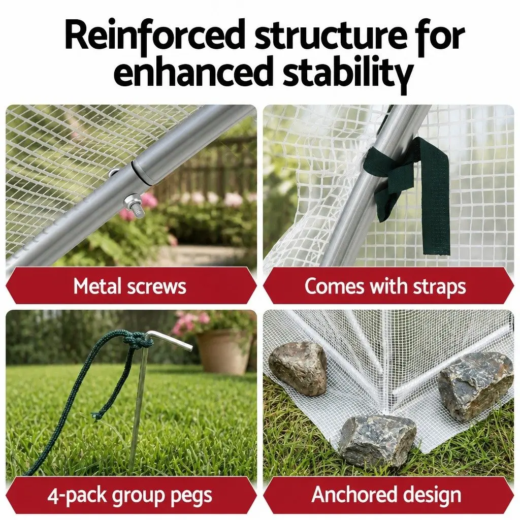 Greenhouse PE Cover Steel Frame Roll-up Door 3x2x2M White Outdoor Garden