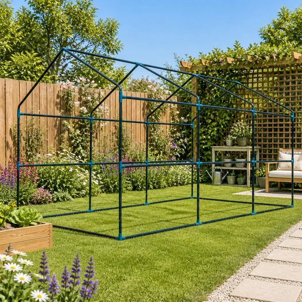 Walk In Greenhouse Tunnel Galvanised Steel 3.5M x 2M x 2M Green PE Cover