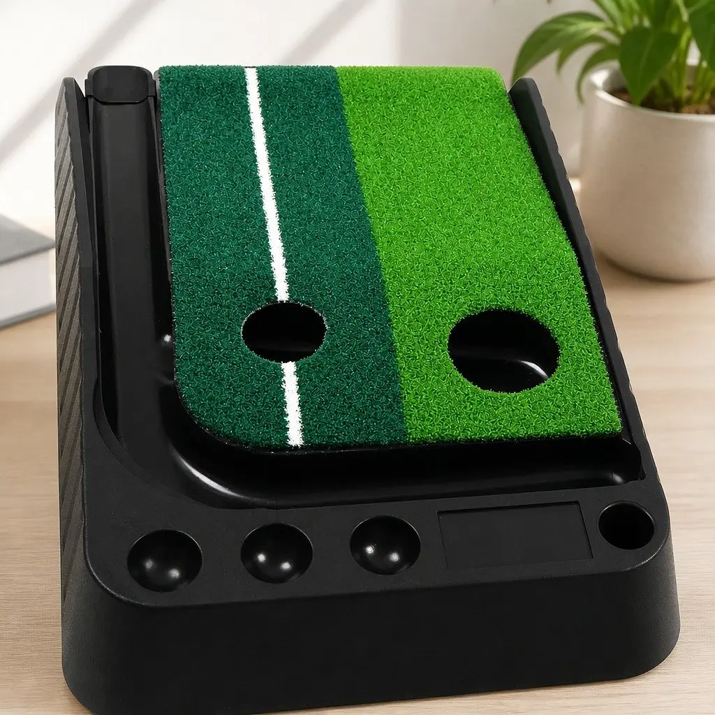 Golf Putting Mat 250cm Portable Practice Trainer Dual Holes Ball