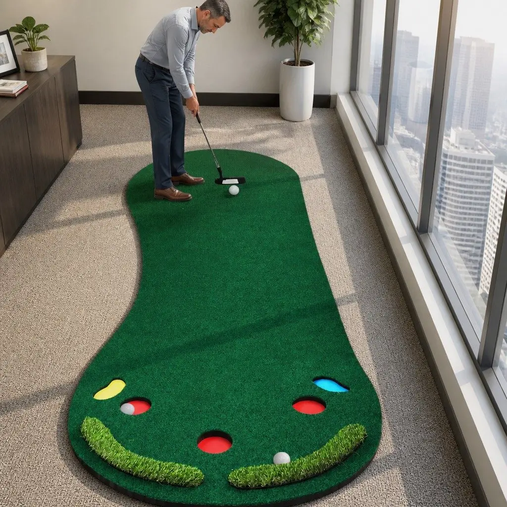 Golf Putting Mat EVA Flannel 90cm x 300cm Green Portable Anti-Slip Indoor Outdoor