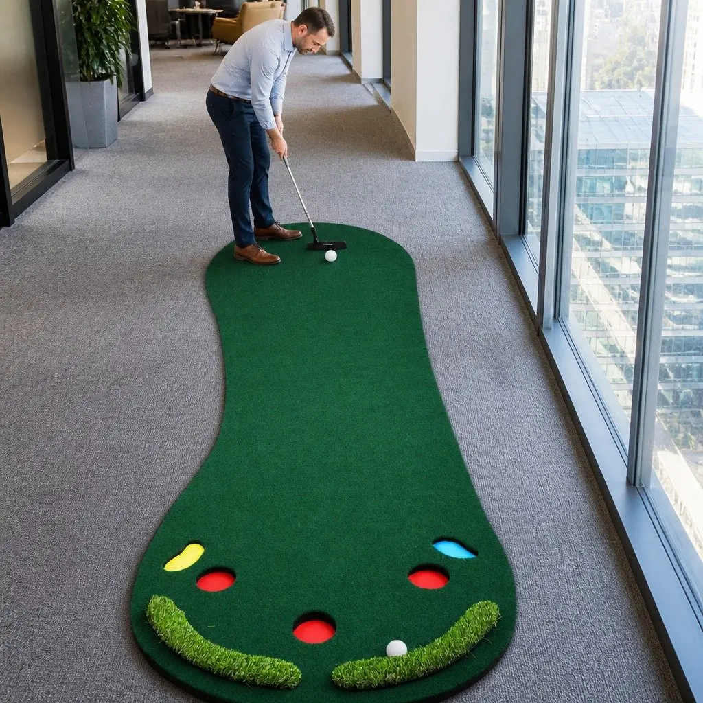 Golf Putting Mat EVA 90cm x 300cm Green Portable Indoor Outdoor Training