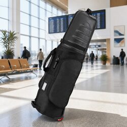 Golf Travel Bag with Wheels Hard Case Foldable Airline Clubs Storage Black