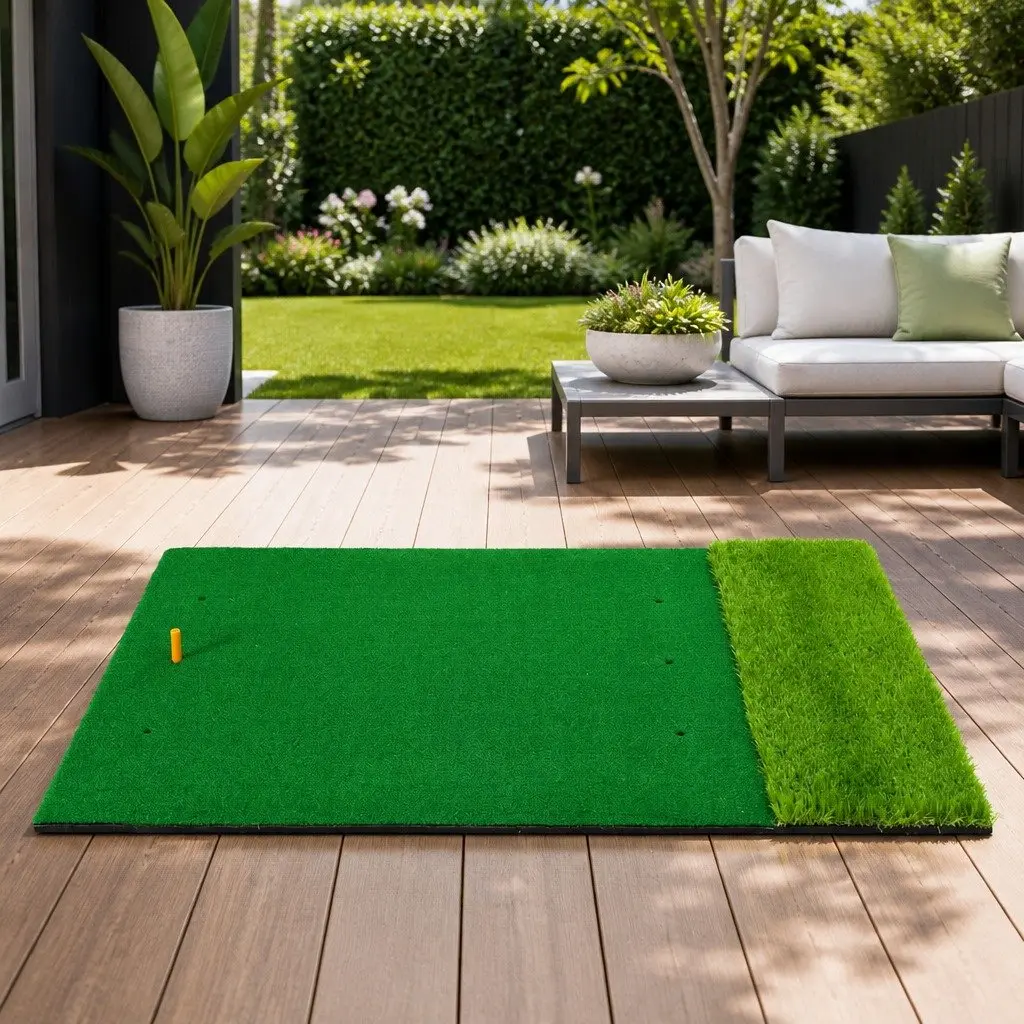 Golf Hitting Mat 2 in 1 Portable Turf 150cm x 120cm Green