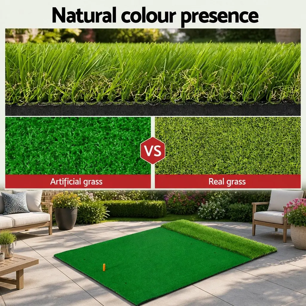 Golf Hitting Mat 2 in 1 Portable Turf 150cm x 120cm Green