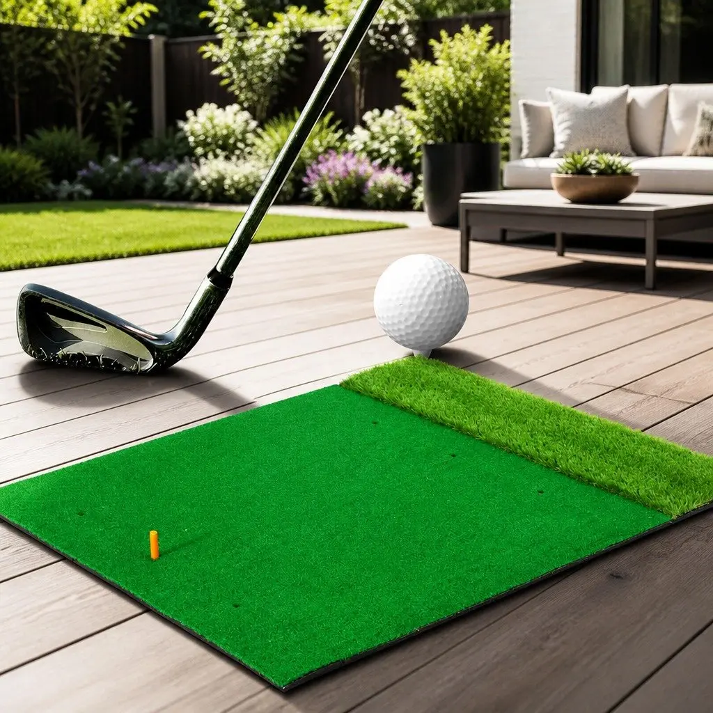 Golf Hitting Mat 2 in 1 Portable Turf 150cm x 120cm Green