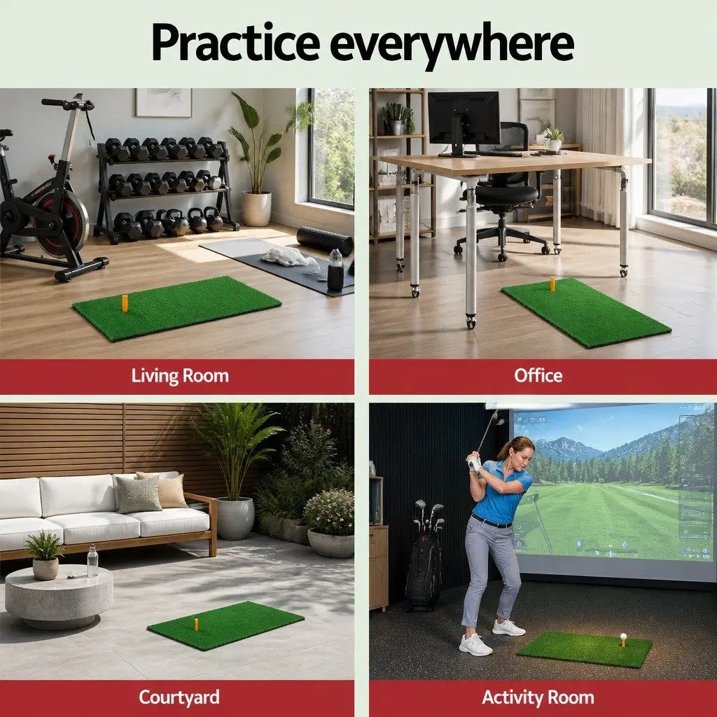 Golf Practice Mat Green Portable Foldable 60x30cm Non-Slip Indoor Outdoor Training Aid