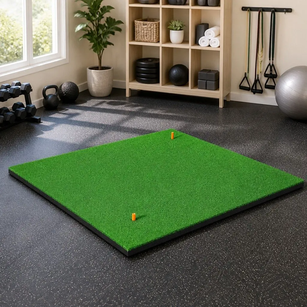 Golf Hitting Mat Grass 150x150cm Green Portable Training Practice