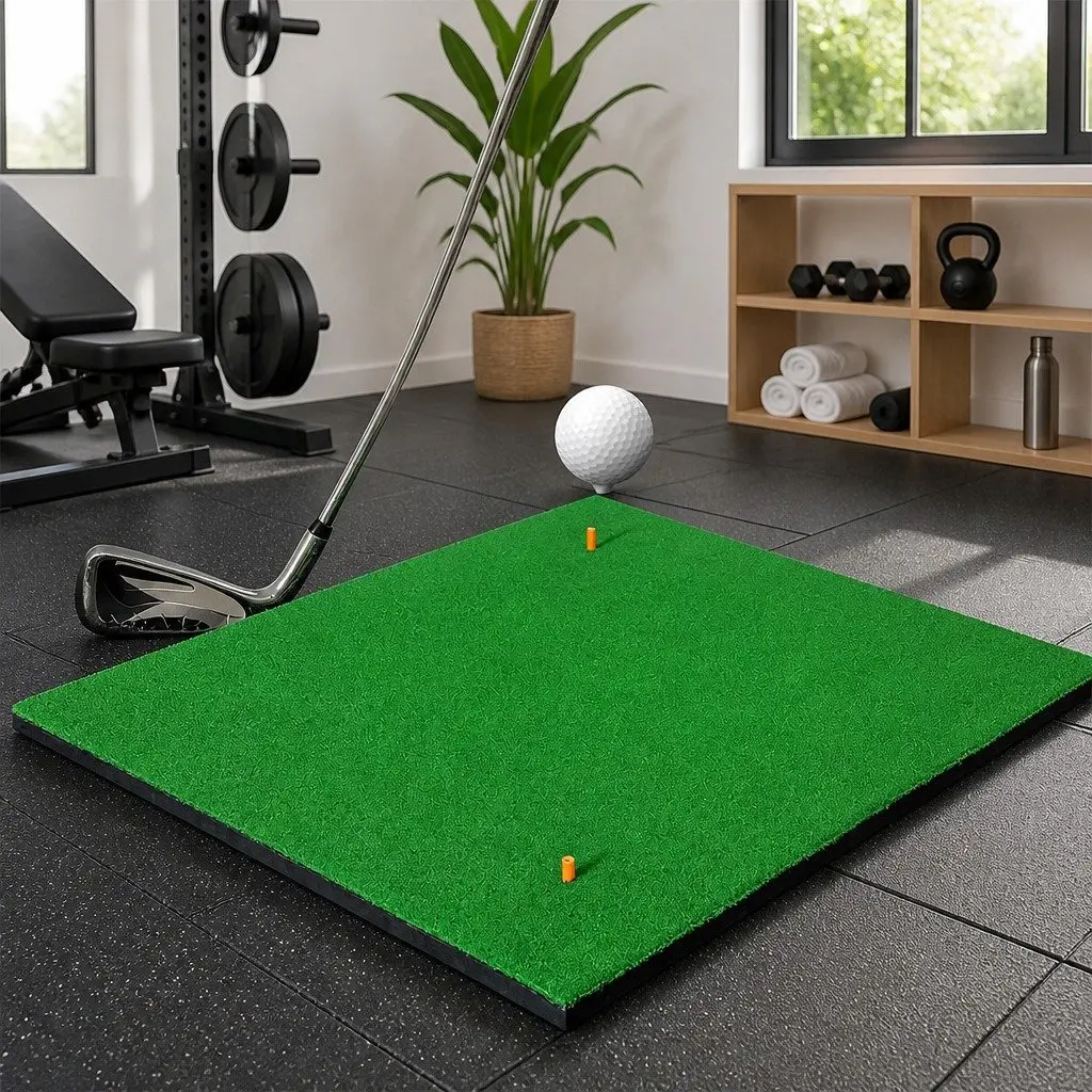Golf Hitting Mat Grass 150x150cm Green Portable Training Practice