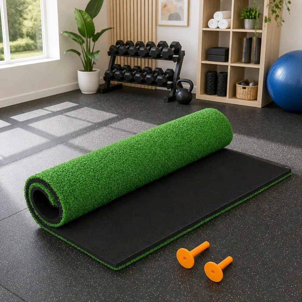 Golf Hitting Mat Grass 150x150cm Green Portable Training Practice