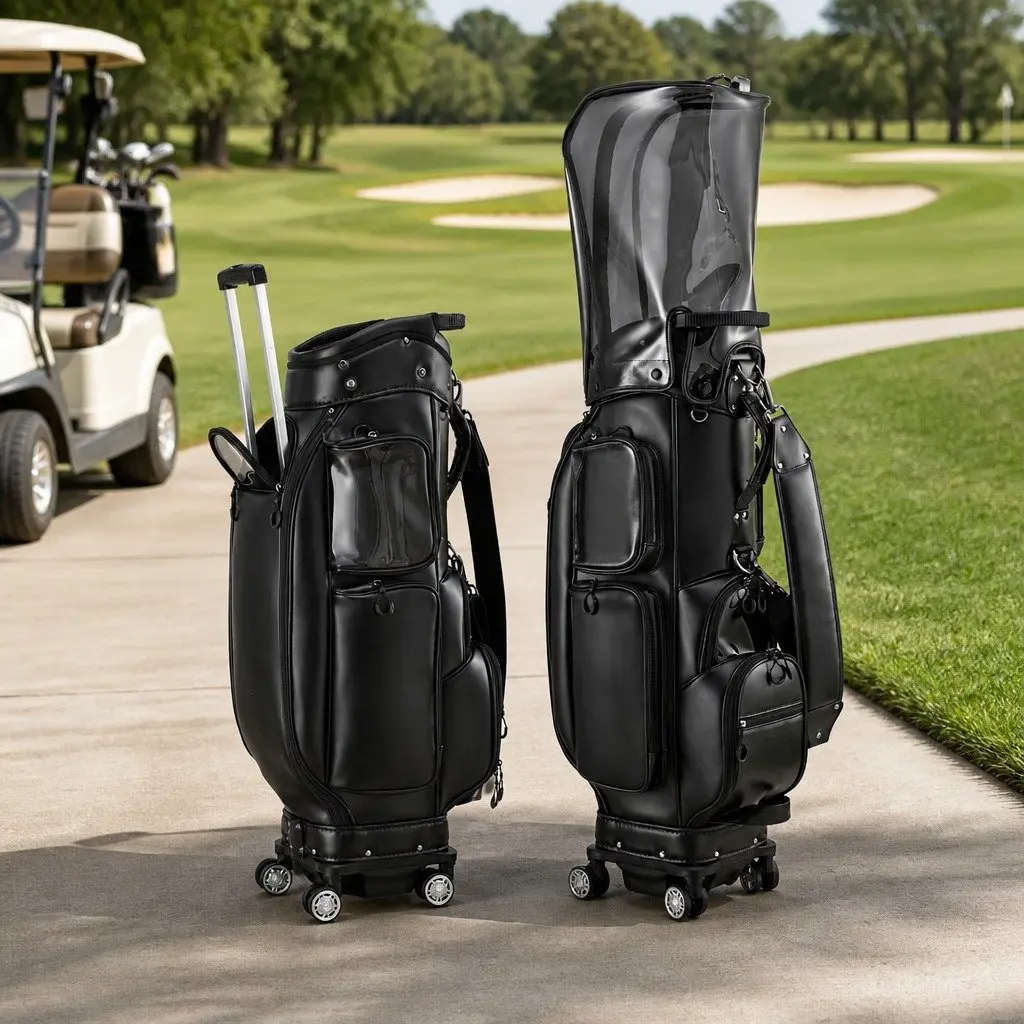 Golf Cart Bag Organiser Synthetic Microfibre Leather 37cm x 30cm x 125cm Black