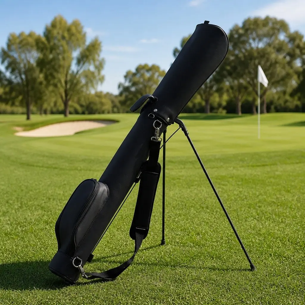 Golf Stand Bag Lightweight Microfiber Leather Compact Black