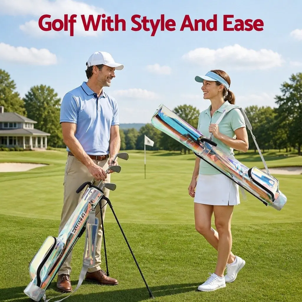 Golf Stand Bag Lightweight TPU Microfiber Leather Compact Holographic Multicolour