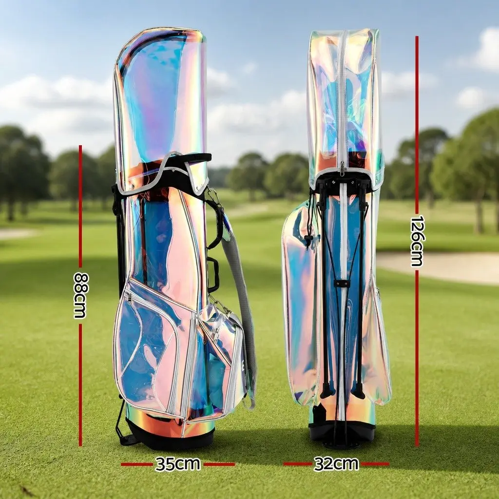 Golf Stand Bag Lightweight TPU 35cm x 32cm x 126cm Holographic