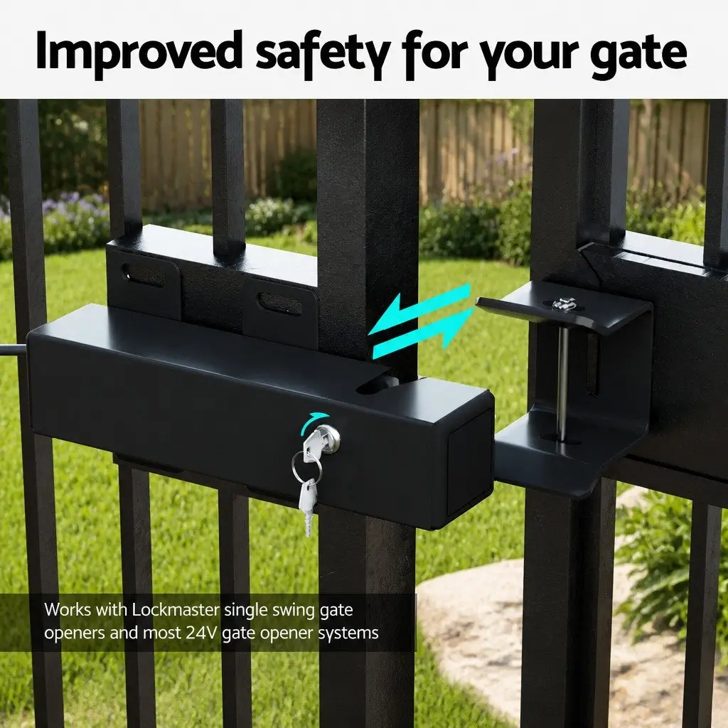 Electric Gate Lock Wired 24V Heavy Duty Metal Black