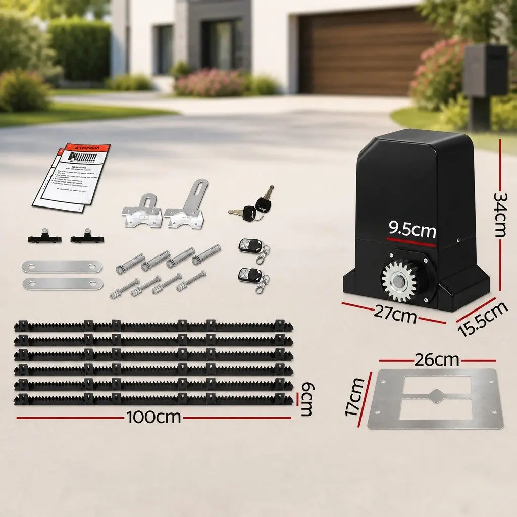 Automatic Sliding Gate Opener Kit 6M 1000KG White