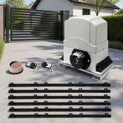 Automatic Sliding Gate Opener Motor Kit 6M Rail Keypad Remote Control 1200kg