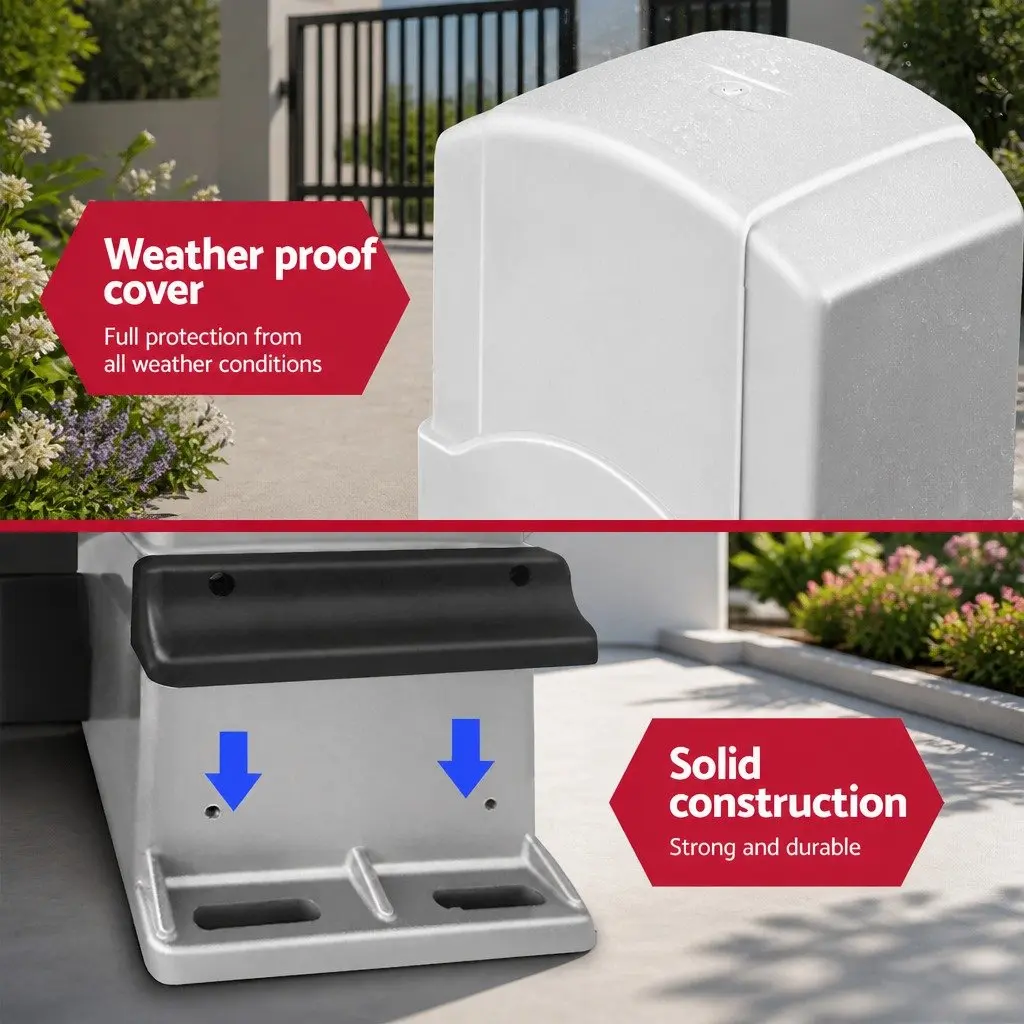 Electric Sliding Gate Opener Kit 4M 1200kg Motor Remote Control White