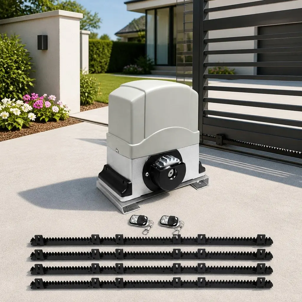 Electric Sliding Gate Opener Kit 4M 1200kg Motor Remote Control White
