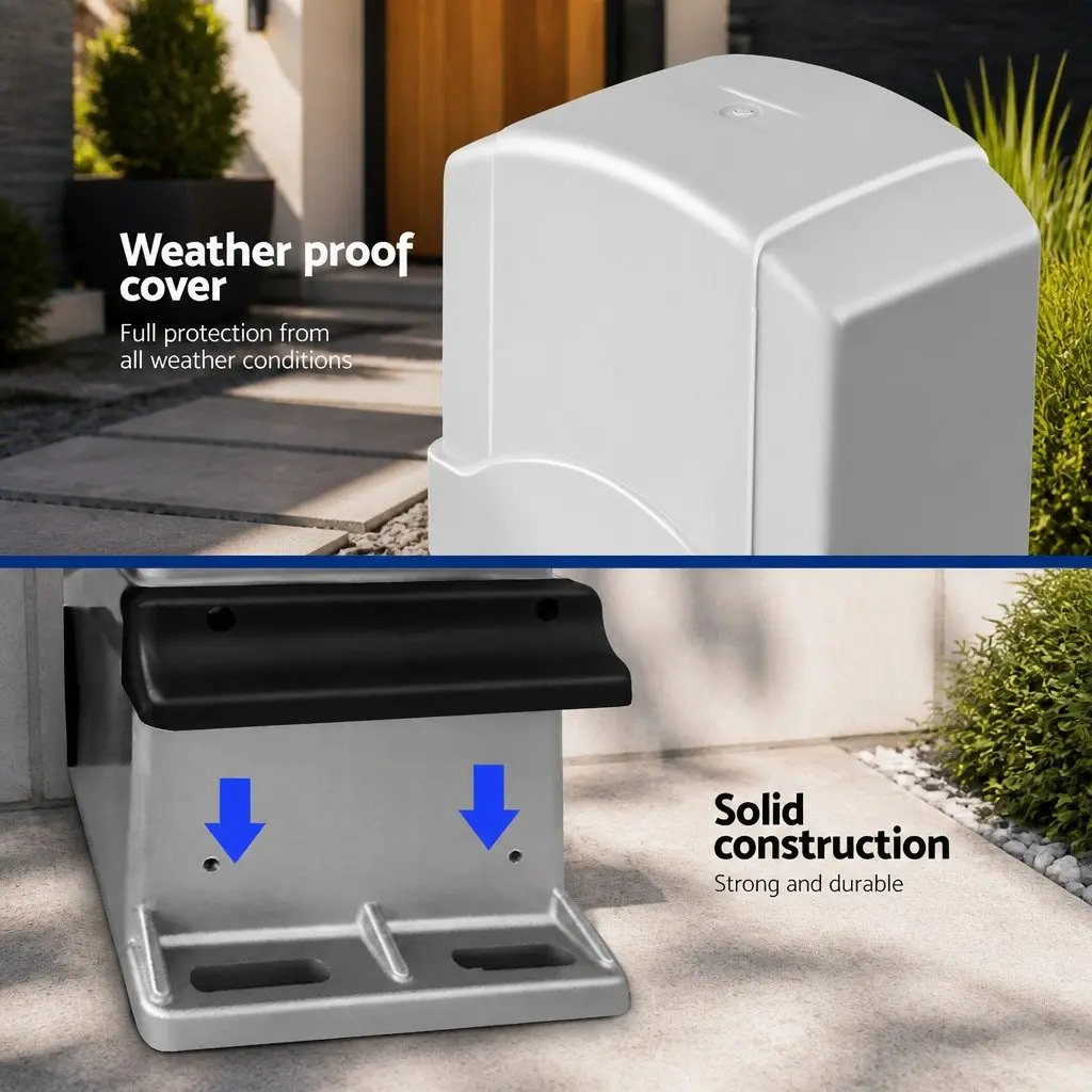 Sliding Gate Opener Kit Electric Remote Control White 6M 1200kg for Residential and Commercial Use