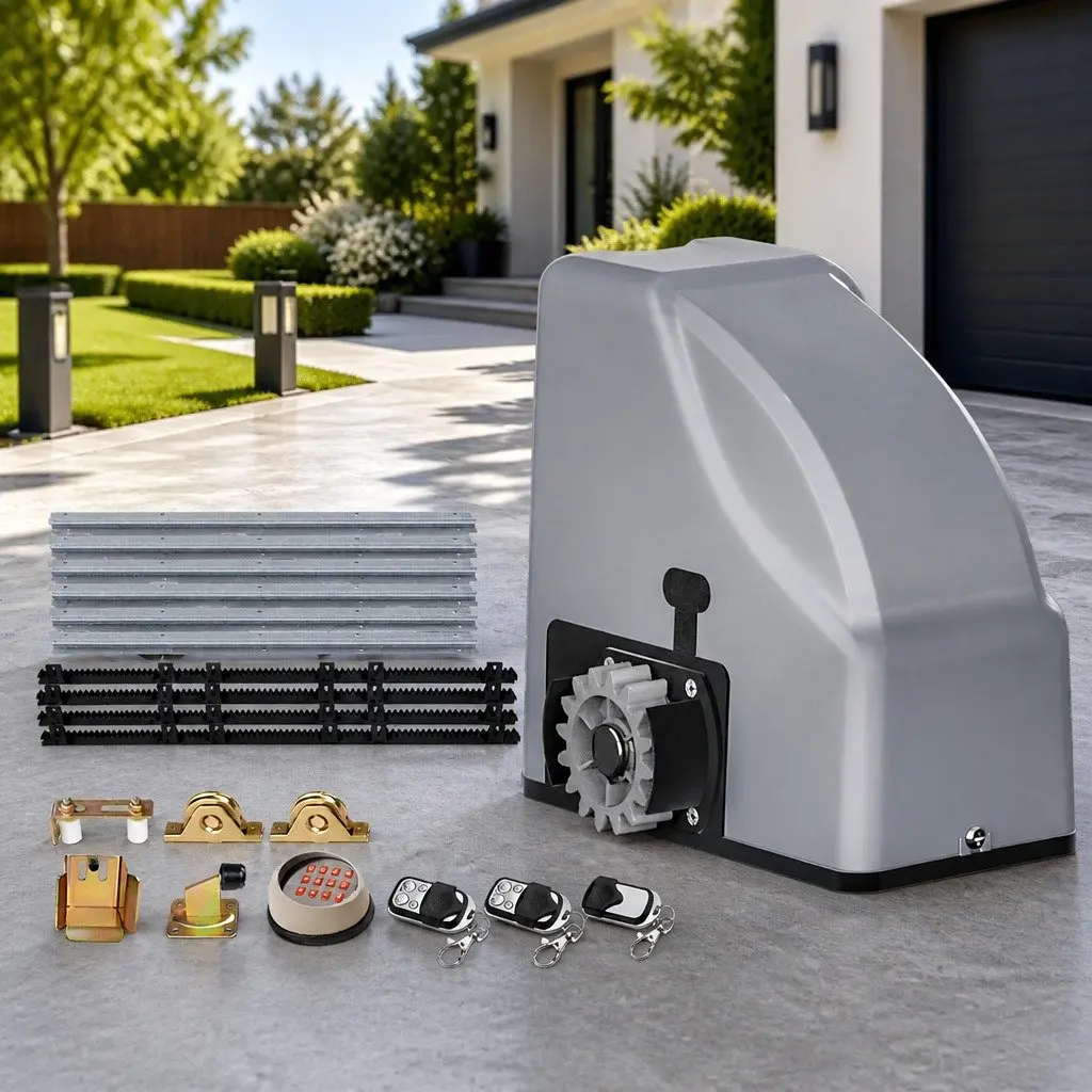 Electric Sliding Gate Opener System 800kg Rail 4m Keypad Remote Control Automatic Closure
