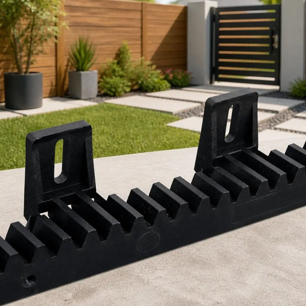 Heavy Duty Sliding Gate Opener Rack System Black Nylon Reinforced Steel Core 100x6cm 4 Piece