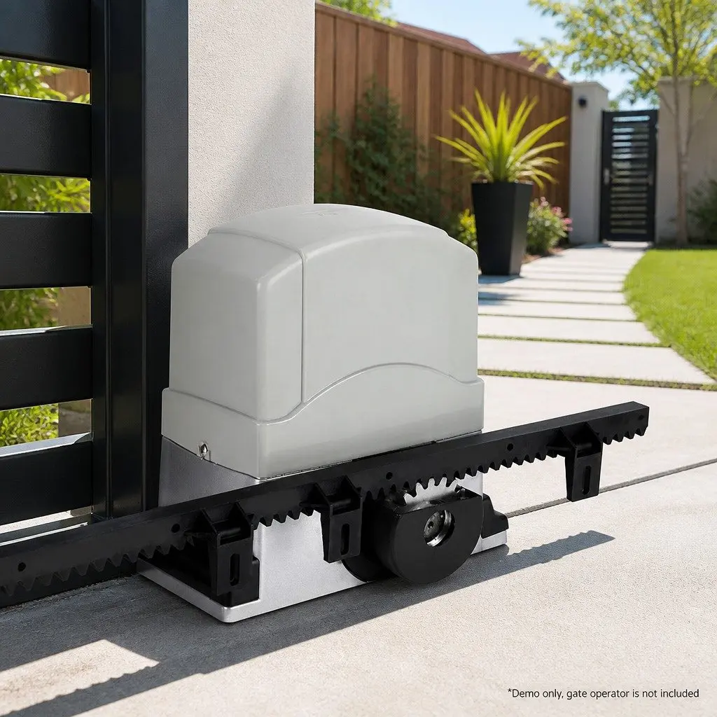 Heavy Duty Sliding Gate Opener Rack System Black Nylon Reinforced Steel Core 100x6cm 4 Piece