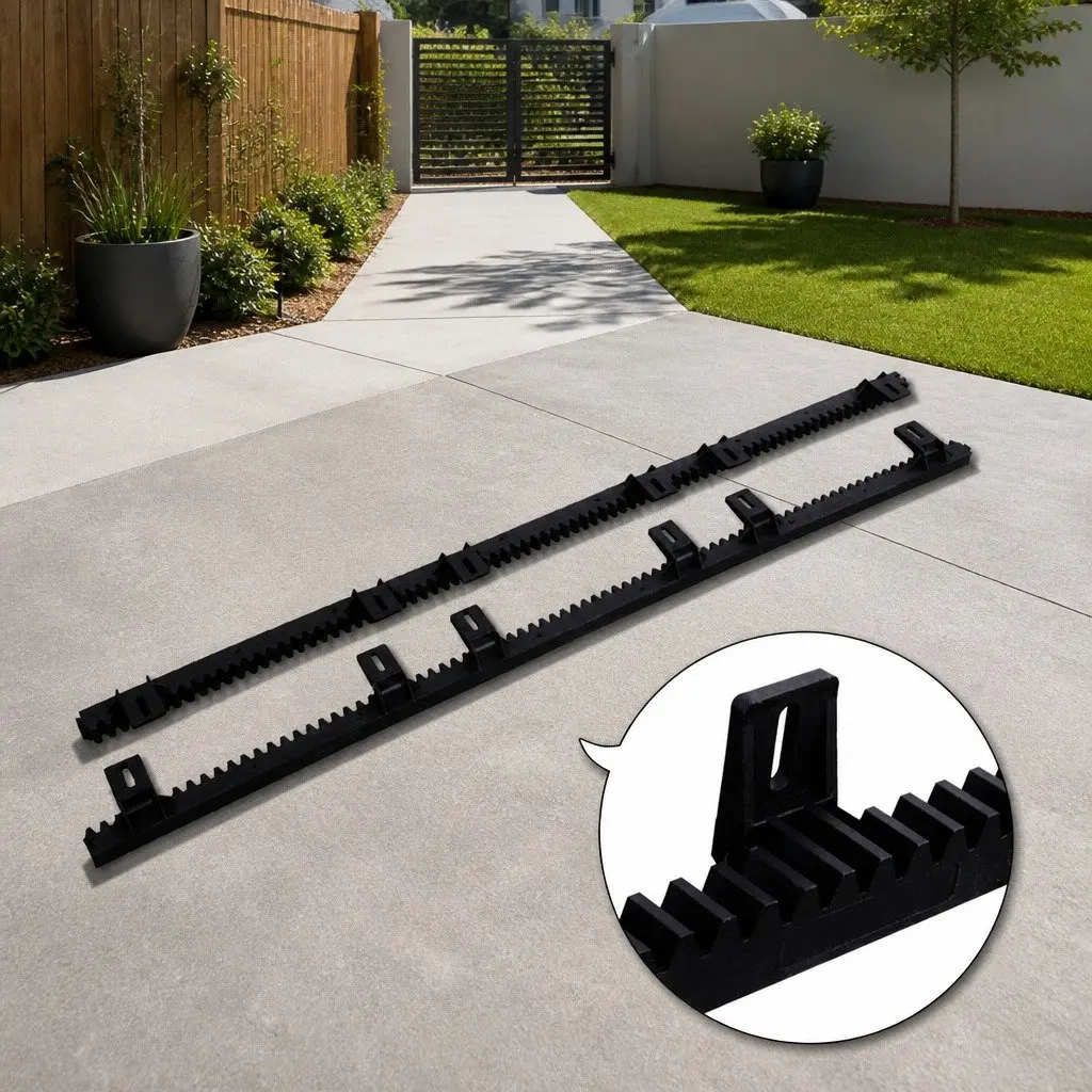 Heavy Duty Sliding Gate Opener Rack System Black Nylon Reinforced Steel Core 100x6cm 4 Piece