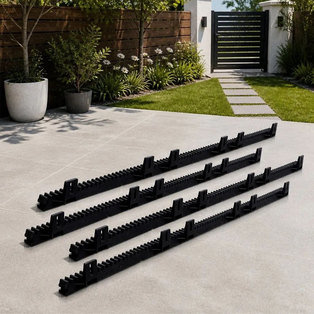Heavy Duty Sliding Gate Opener Rack System Black Nylon Reinforced Steel Core 100x6cm 4 Piece
