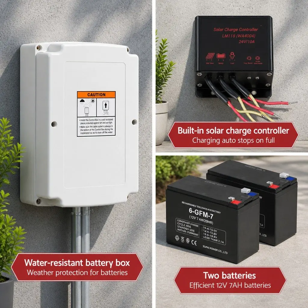 Automatic Sliding Gate Opener Kit Solar Powered 10W 6M 600KG Remote Control