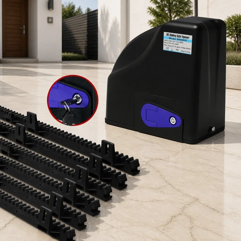 Automatic Sliding Gate Opener Kit Solar Powered 10W 6M 600KG Remote Control
