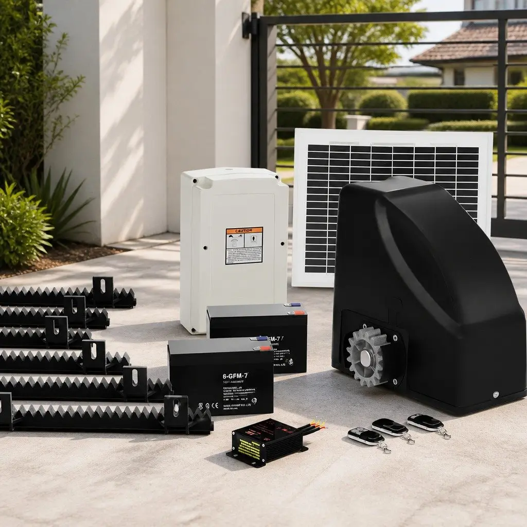 Automatic Sliding Gate Opener Kit Solar Powered 10W 6M 600KG Remote Control