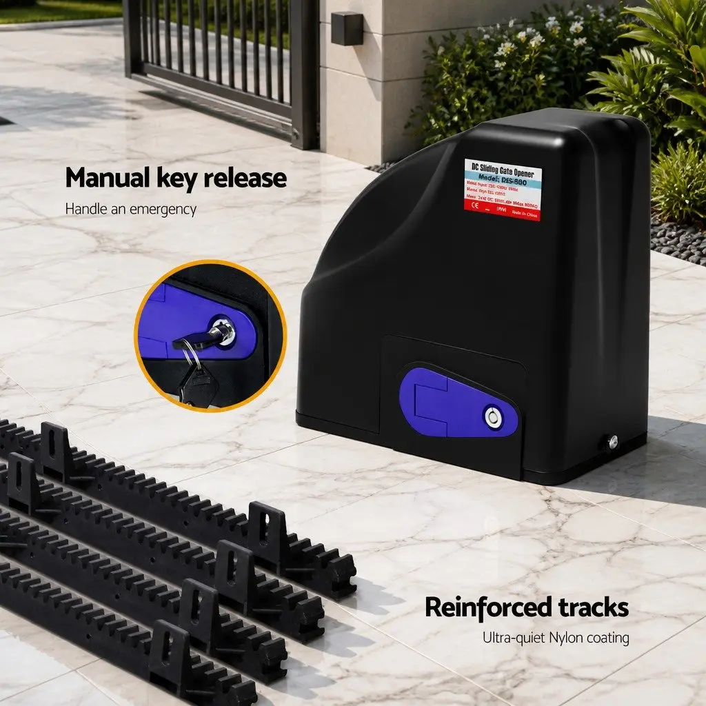 Automatic Solar Gate Opener Kit 20W 600KG Heavy Duty Sliding Gate Remote Control