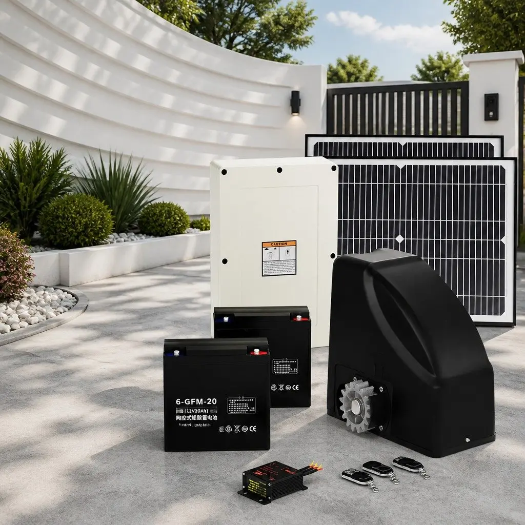 Solar Powered Automatic Gate Opener 600kg Capacity Remote Control Black 40W for Residential and Commercial Use