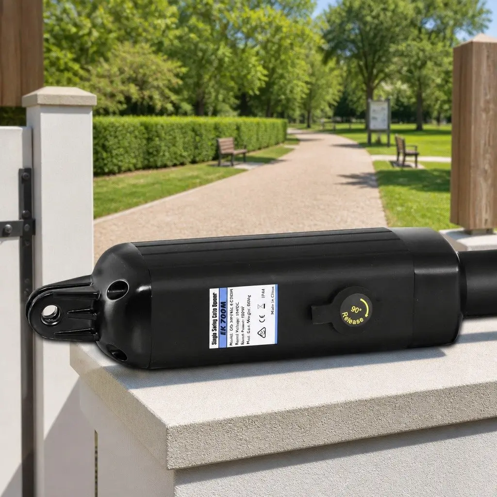 Solar Gate Opener Automatic Control Remote Arm Kit Single Swing 500kg Black White