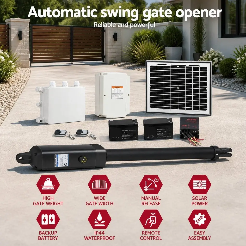 Solar Powered Gate Opener 500KG 10W White Automatic Single Swing