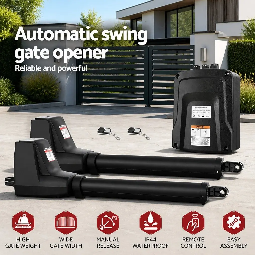 Electric Double Swing Gate Opener Automatic System 800kg Black