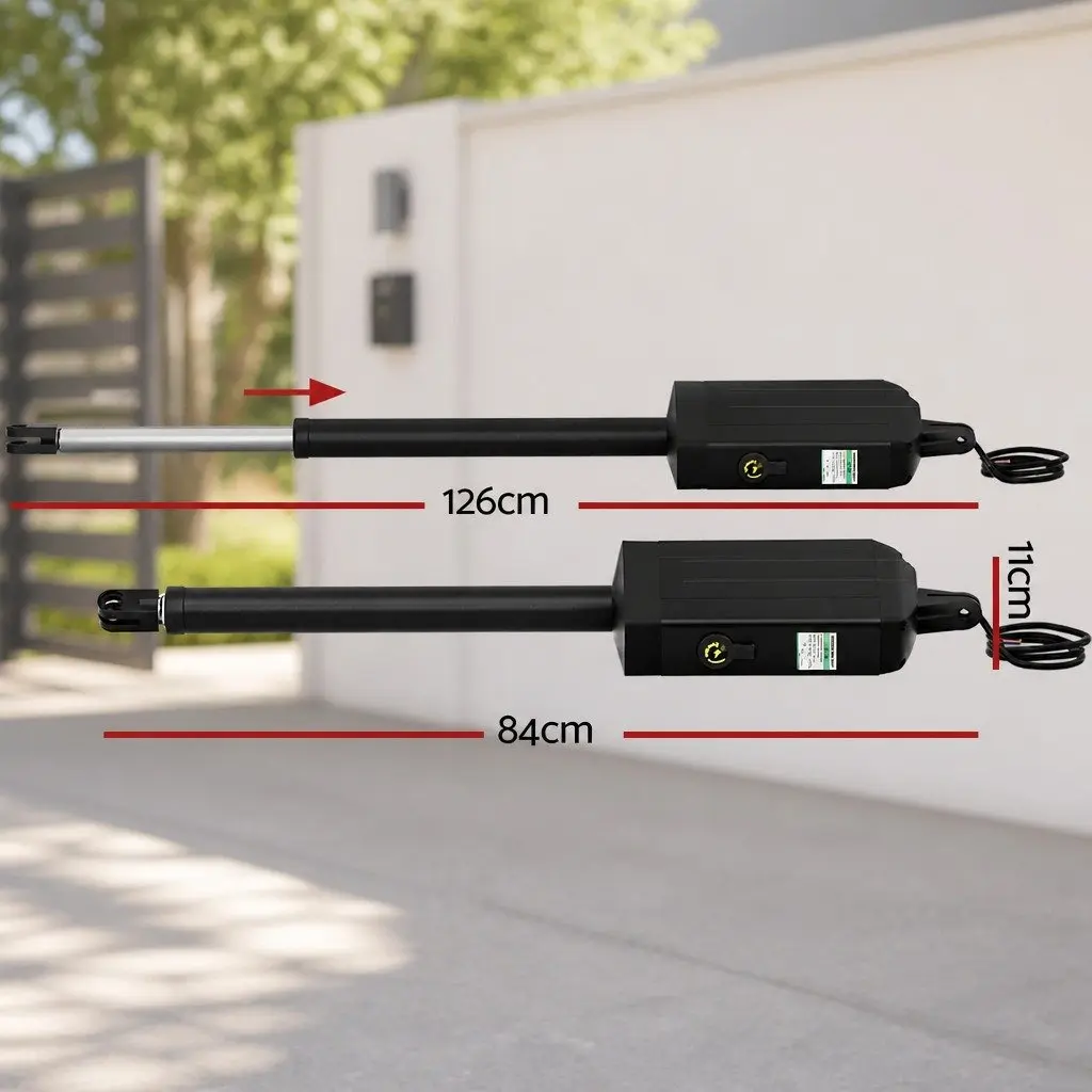 Solar Powered Automatic Gate Opener 20W for Steel Wood Vinyl Gates Up to 300kg and 5m Length with Remote Control and Obstruction Detection