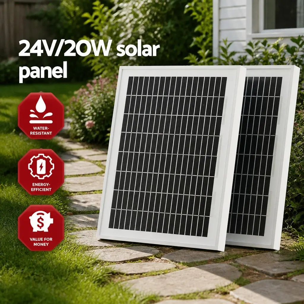 Solar Powered Automatic Gate Opener 20W for Steel Wood Vinyl Gates Up to 300kg and 5m Length with Remote Control and Obstruction Detection