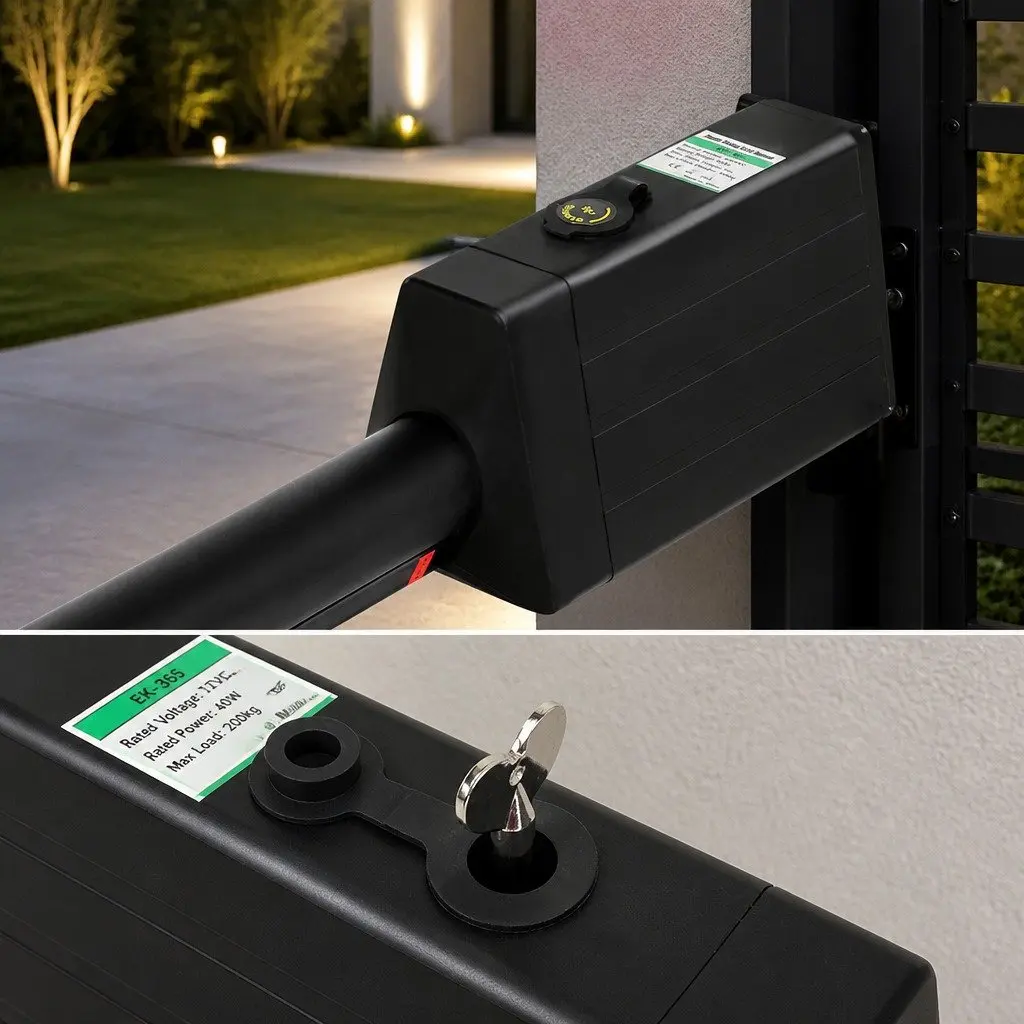 Solar Powered Automatic Gate Opener 40W Heavy Duty Electric Single Swing Control Black