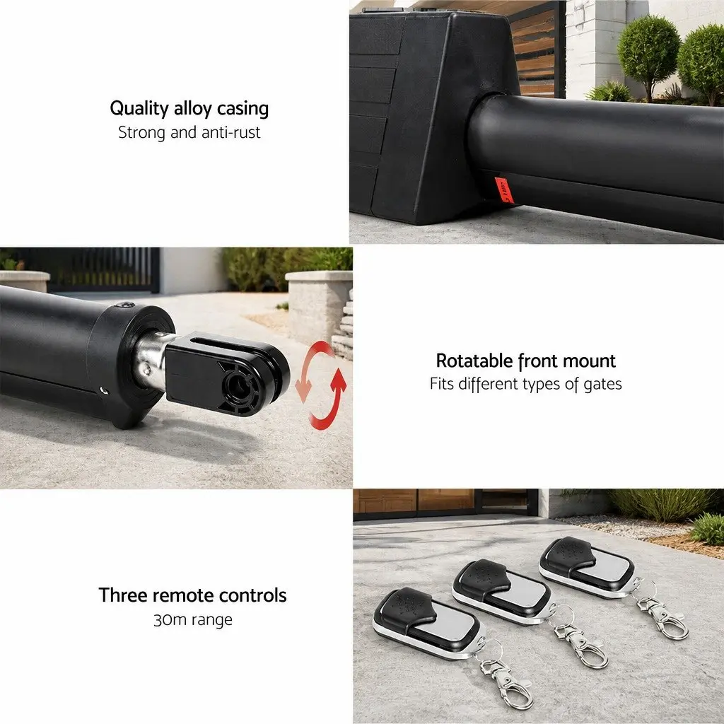 Automatic Electric Gate Opener Black Remote Control 300kg Single Swing 5m