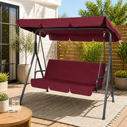 Outdoor Swing Chair 3 Seater Garden Bench Canopy Lounge Furniture Wine Red
