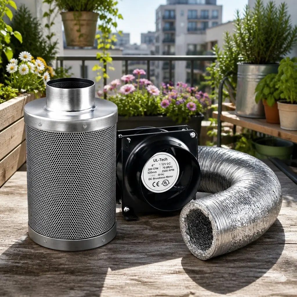 4" Hydroponics Grow Tent Ventilation Kit Carbon Filter Duct Fan Silver