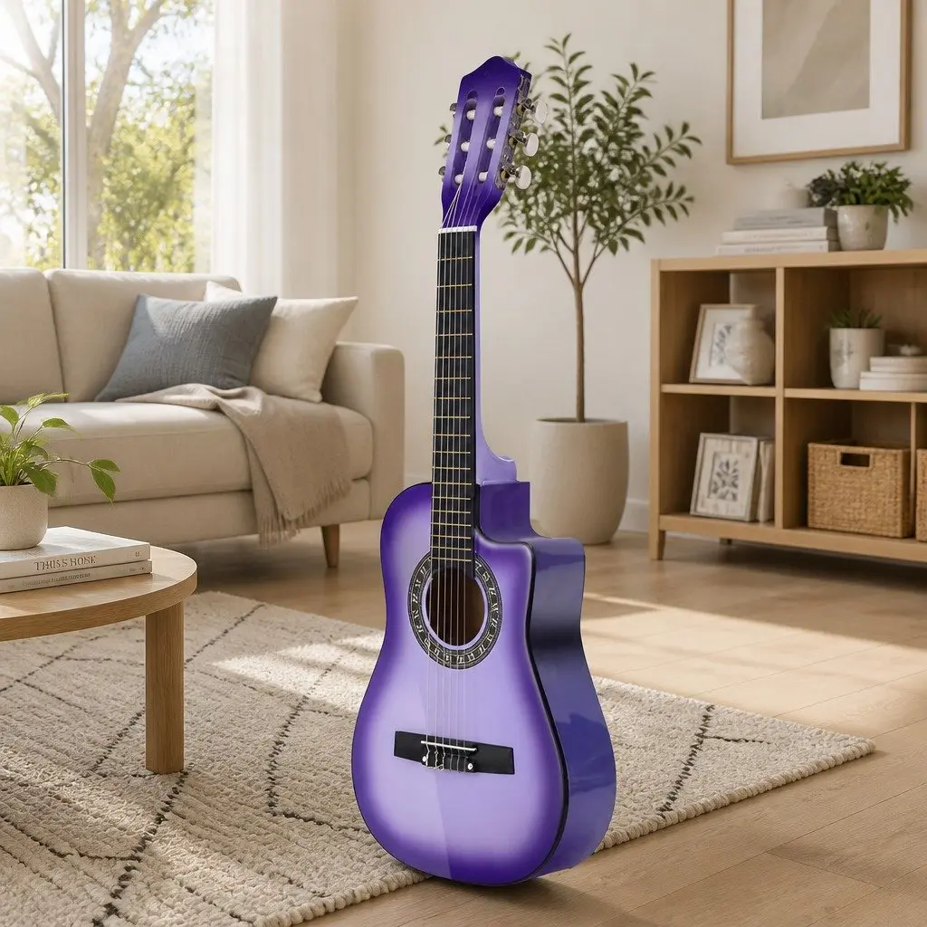 34 Inch Purple Classical Guitar Nylon String Beginners Wooden Body Suitable for Kids Learning