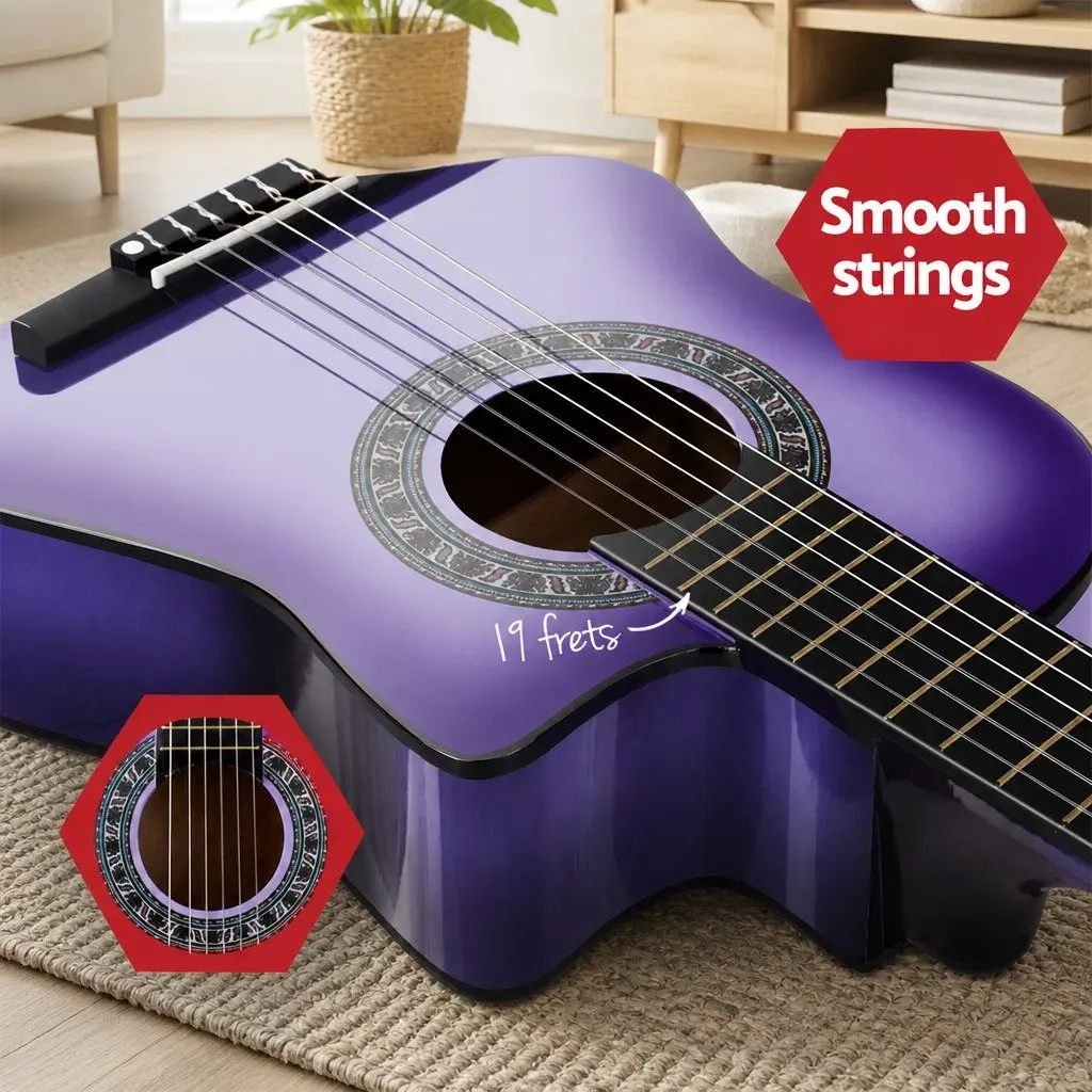 34 Inch Purple Classical Guitar Nylon String Beginners Wooden Body Suitable for Kids Learning