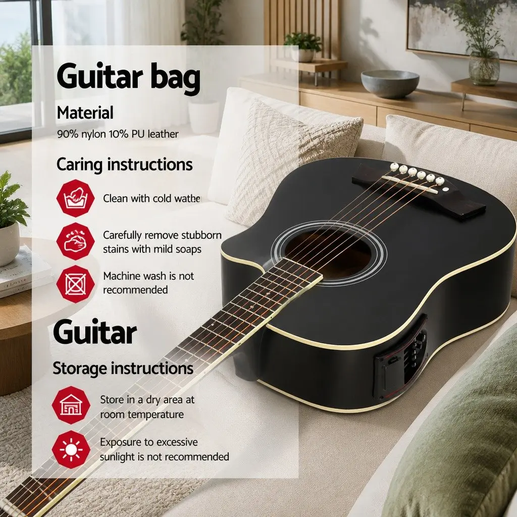41 Inch Cutaway Acoustic Guitar Laminated Linden Black