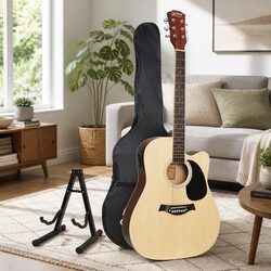 41 Inch Acoustic Guitar 5-Band EQ Cutaway Electric Output Stand Included