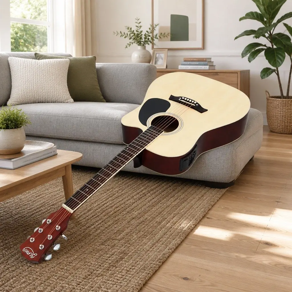 Professional 41 Inch Cutaway Electric Acoustic Guitar 5 Band EQ Natural Wood Finish