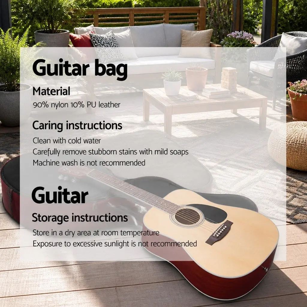 41 Inch Acoustic Cutaway Guitar Dreadnought Laminated Linden Natural Wood with Stand