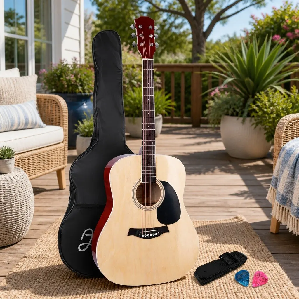 Dreadnought Acoustic Guitar 41 Inch Wooden Body Natural Finish Steel String
