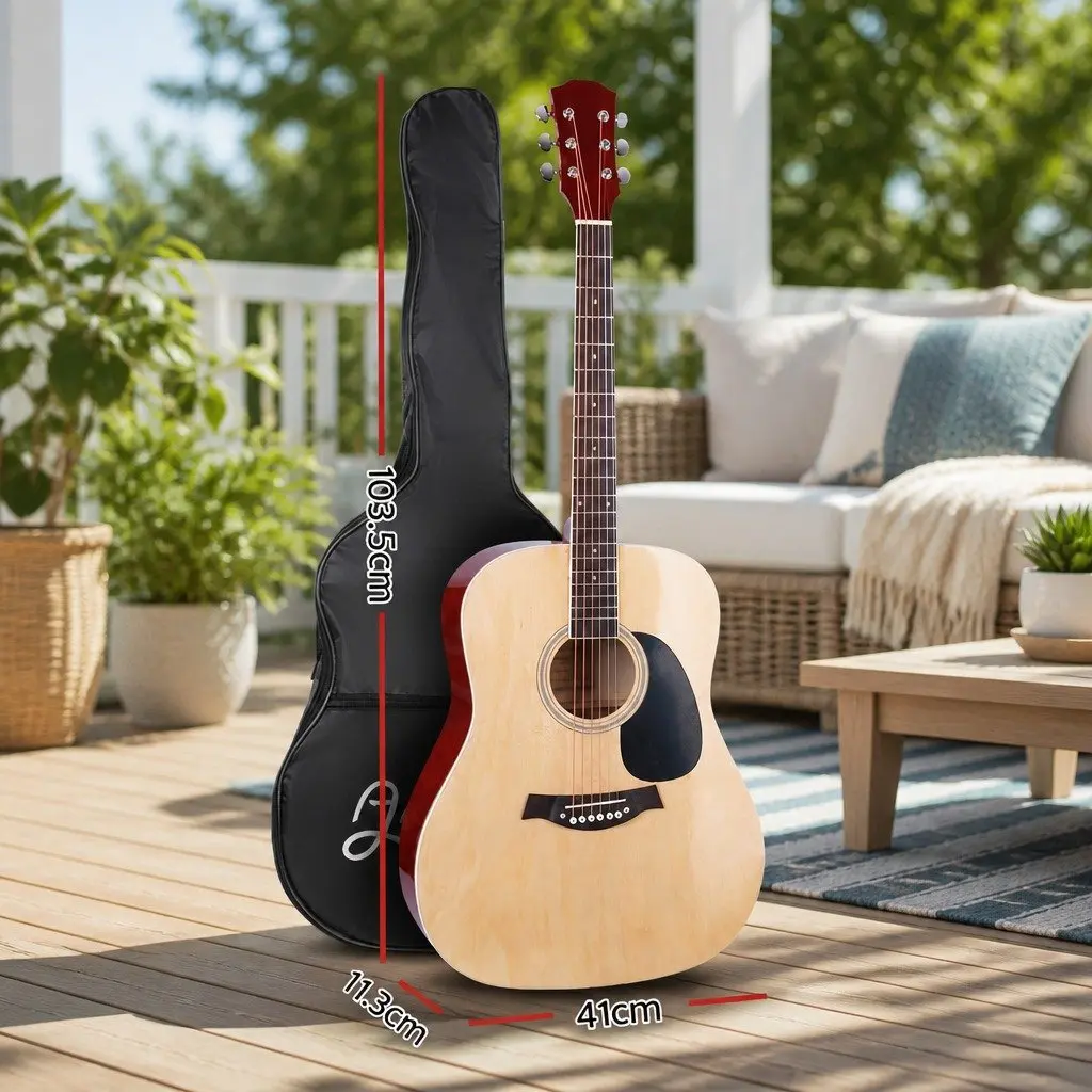 Dreadnought Acoustic Guitar 41 Inch Wooden Body Natural Finish Steel String